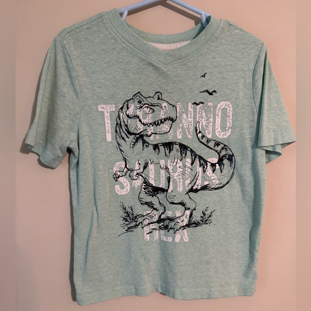 🦖5/$15 Mint Green Boys Size 4 “Tyrannosaurus” Dino Short Sleeve T-Shirt